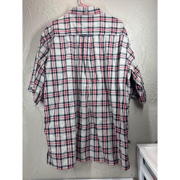 Phat Farm Men's Red Black Gray Plaid Button Down Shirt Sleeve Shirt Size XL - Picture 2 of 5